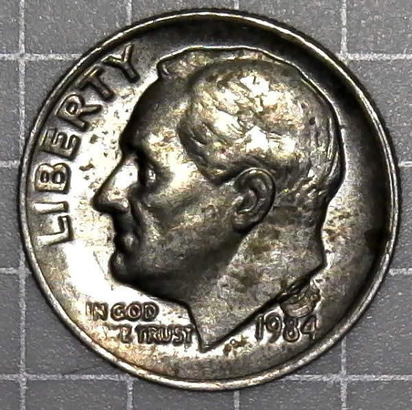 1984-P-Roosevelt-Dime-With-Huge-Die-Chip-Ebay-Purchase!-Paid-3.65-For-It